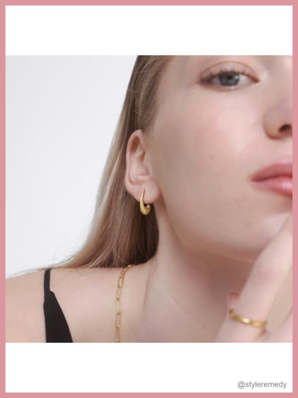 14K Gold Plated Chunky Hoop Earrings French Wire Crescent Minimalist - Picture 2 of 6